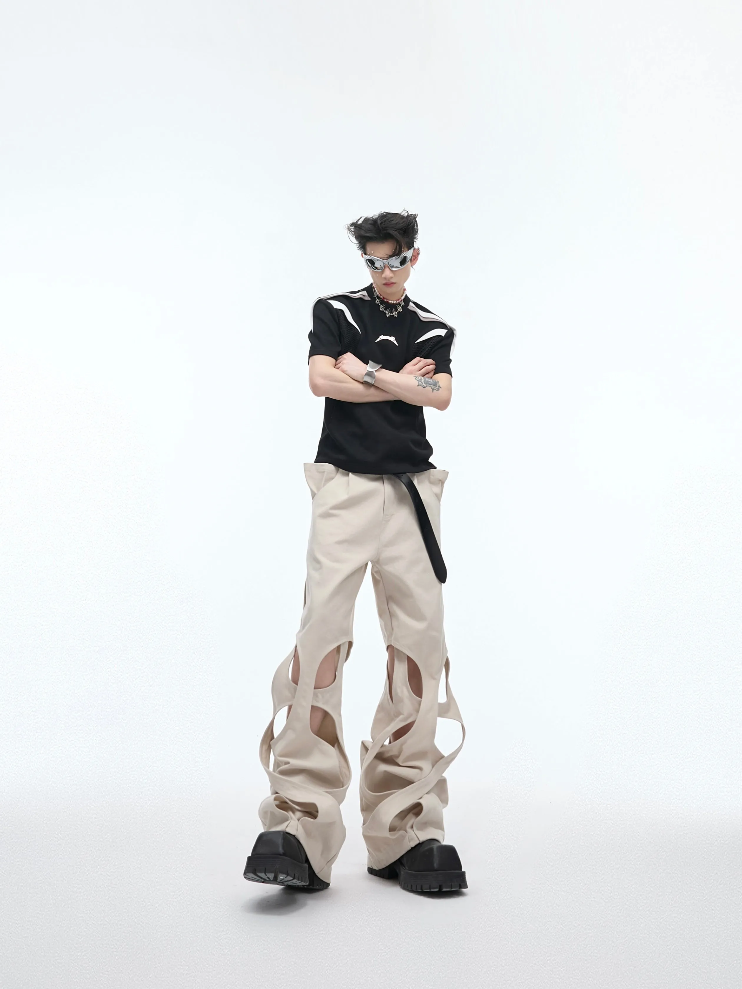 【24s April.】Trend Pioneer Hollow Wrap Casual Pants