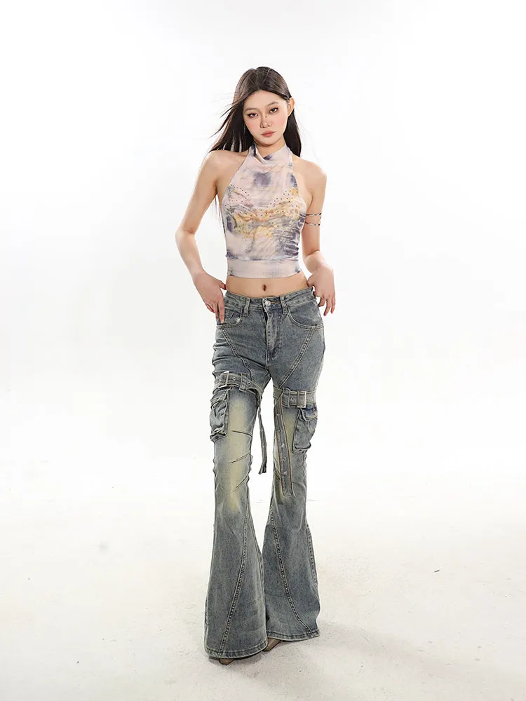 【24s February.】Retro Hot Girl Belt Buckle Jeans