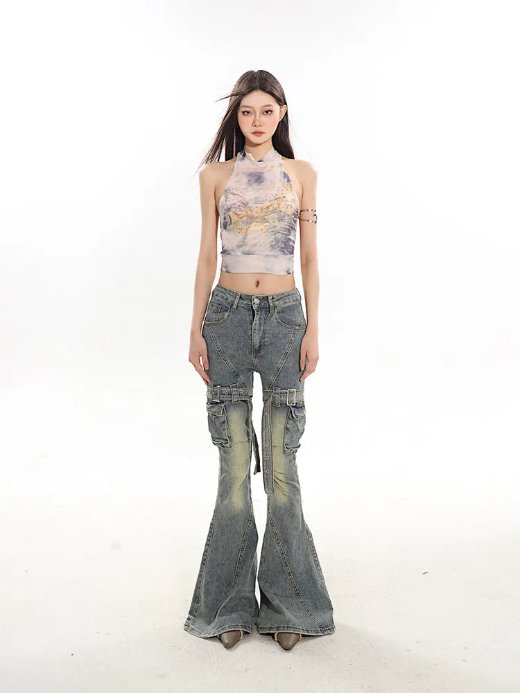 【24s February.】Retro Hot Girl Belt Buckle Jeans