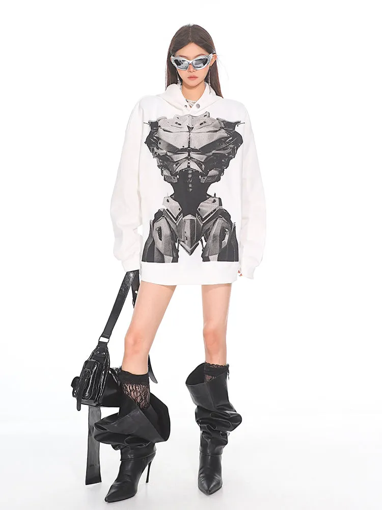 【24s Sep.】Loose Fit Double Face Printed Armored Hoodie