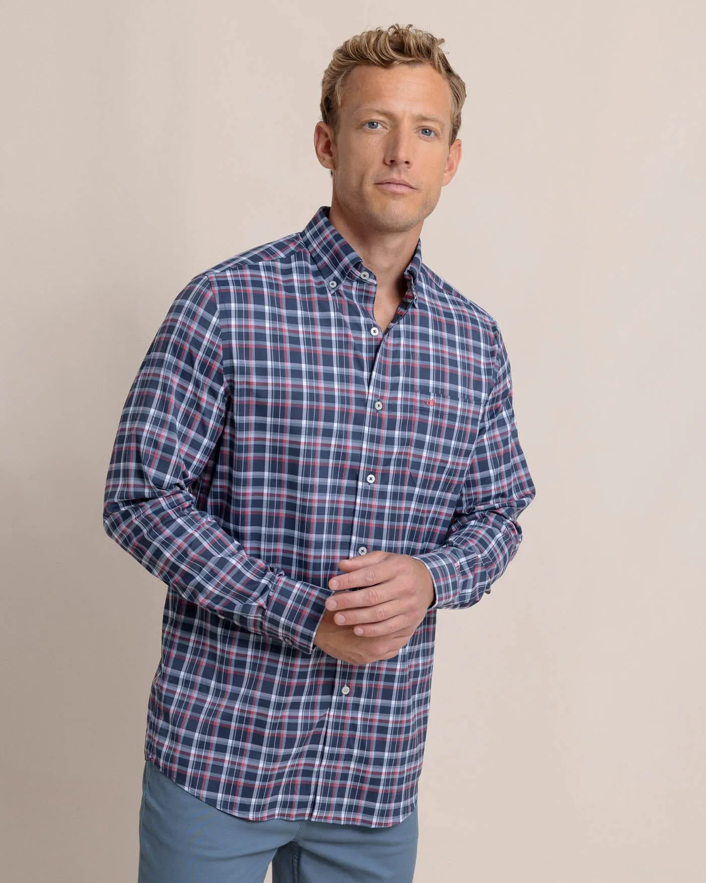 Bellinger Intercoastal Plaid Long Sleeve Sport Shirt