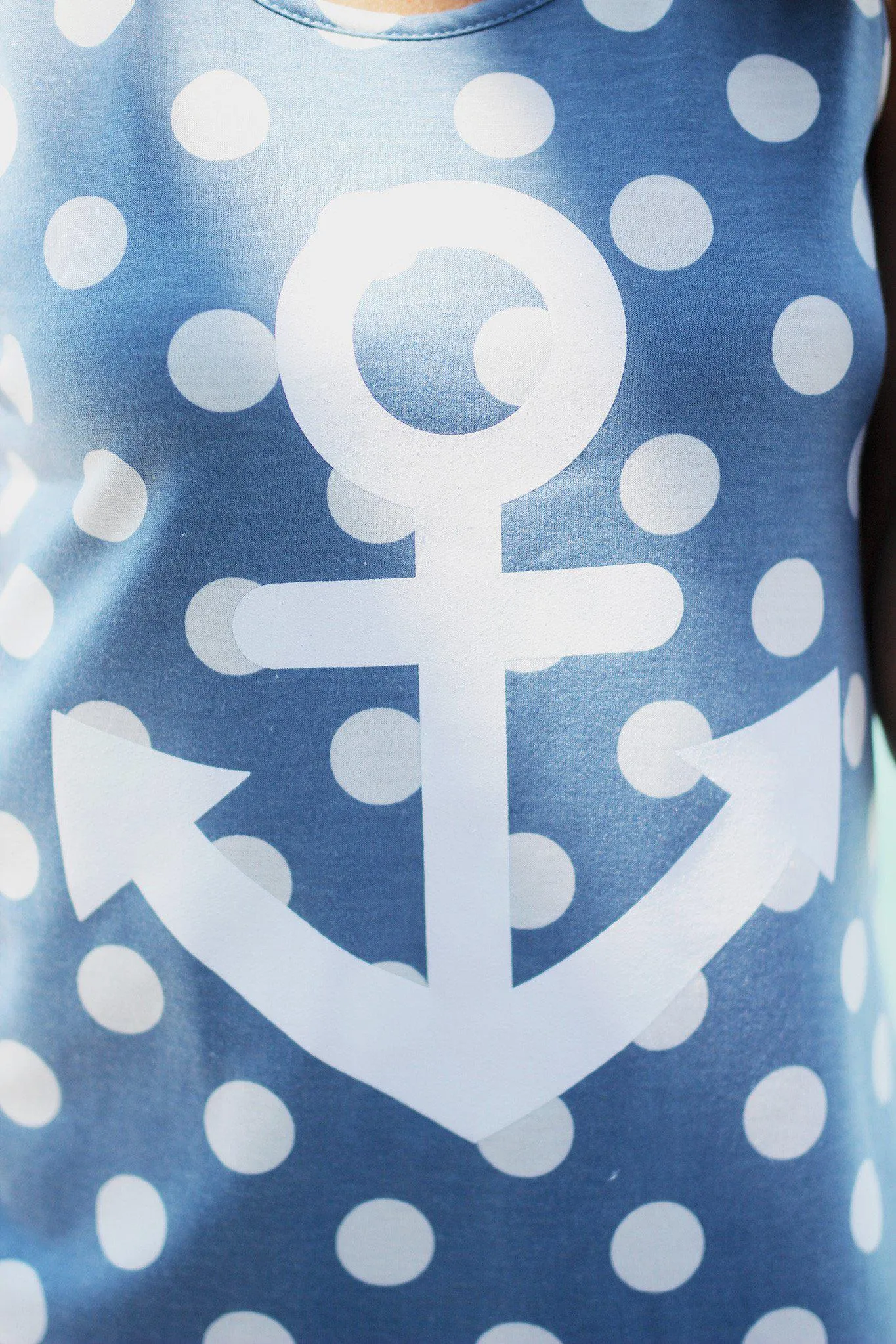 Blue Polka Dot Anchor Tank Top