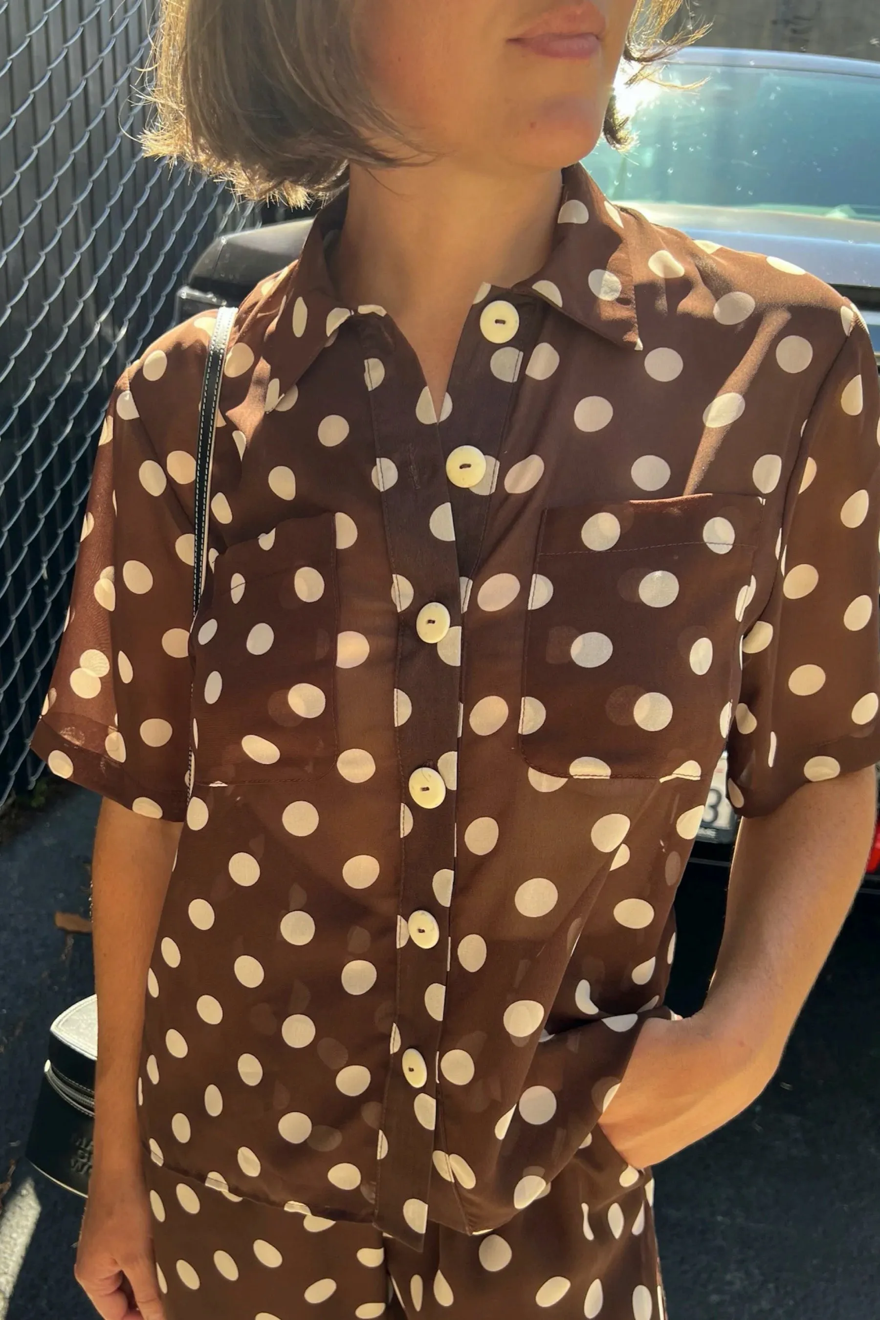 Brown Dots Joanna Top