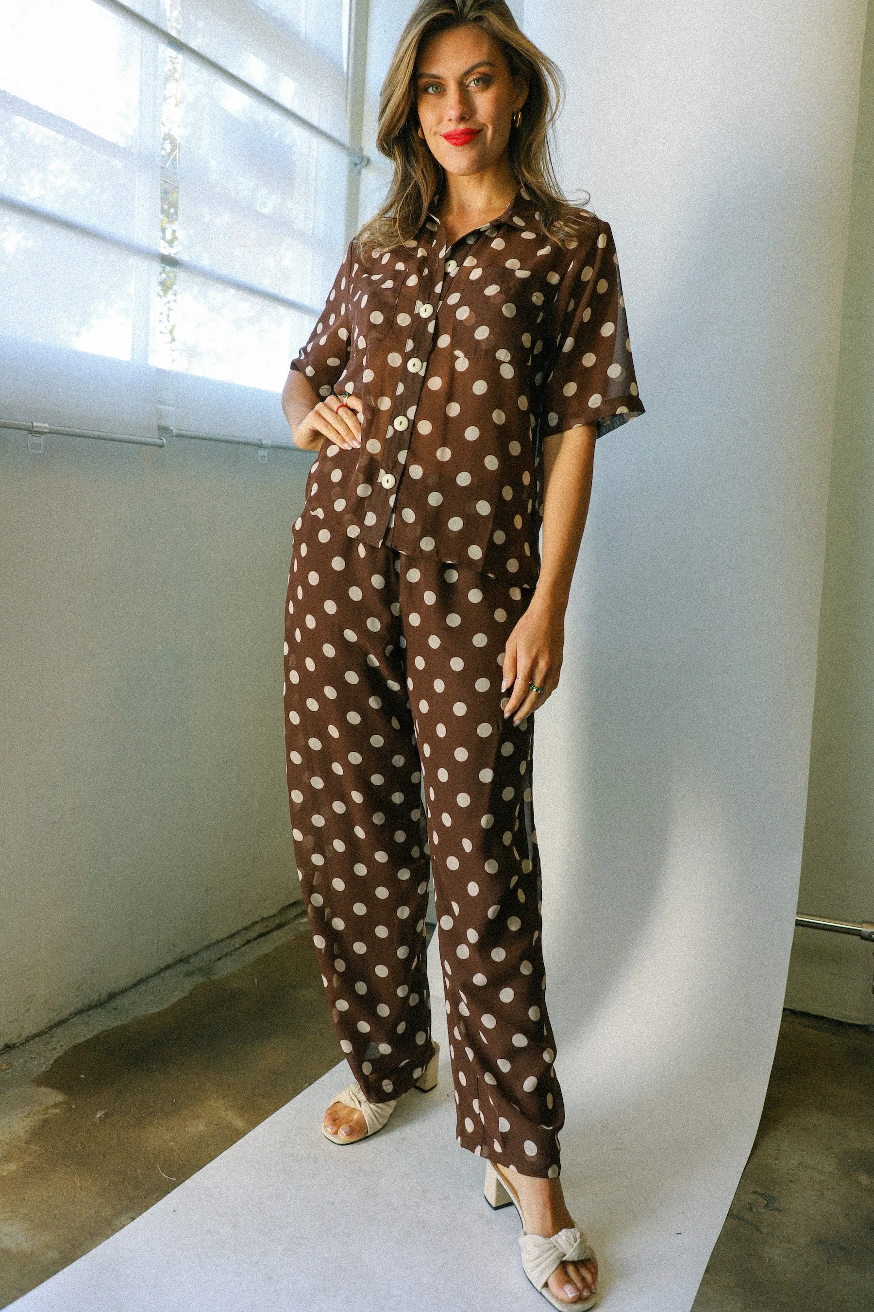 Brown Dots Joanna Top
