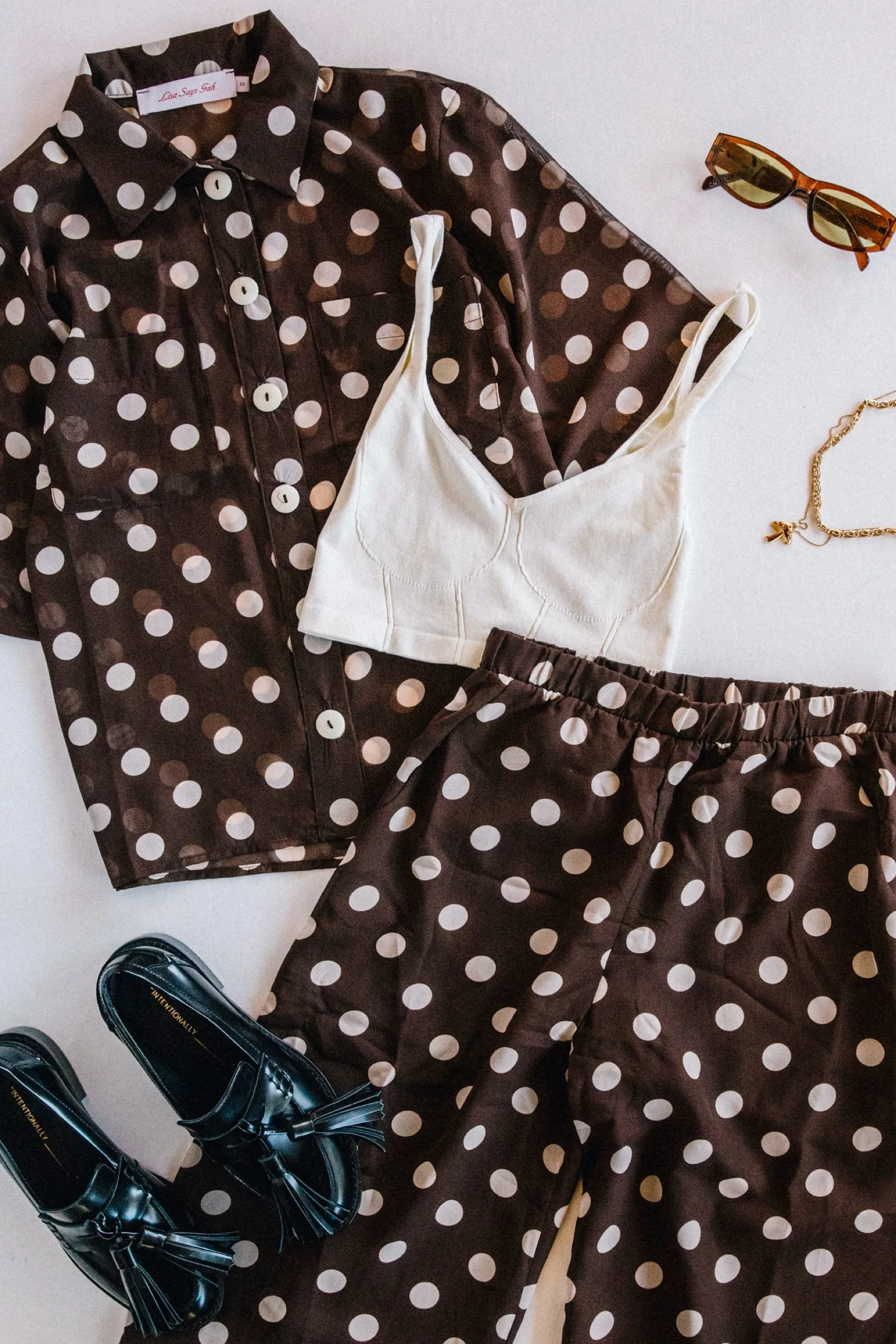 Brown Dots Joanna Top