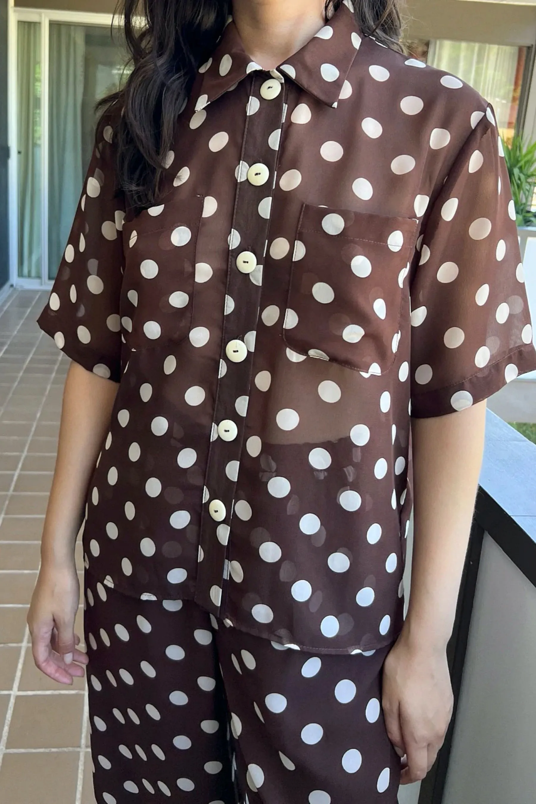 Brown Dots Joanna Top