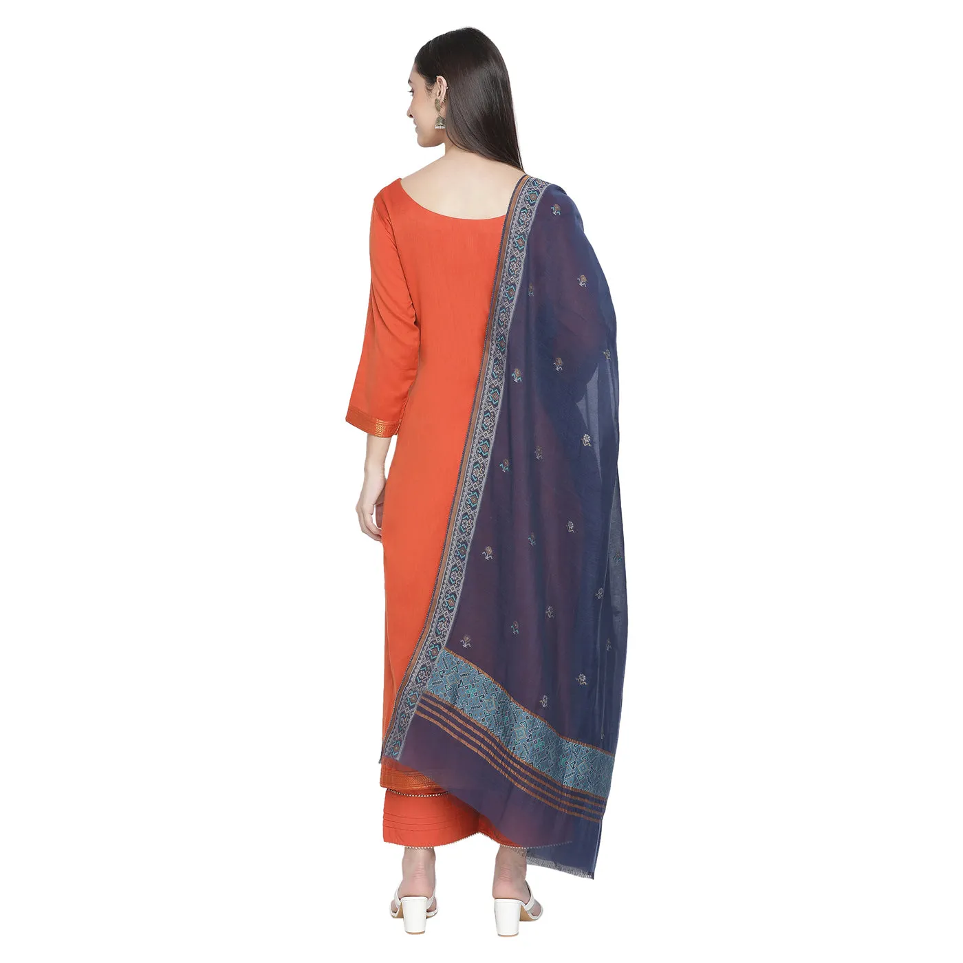 Chanderi Cotton Tencel Unstitched Suit Set