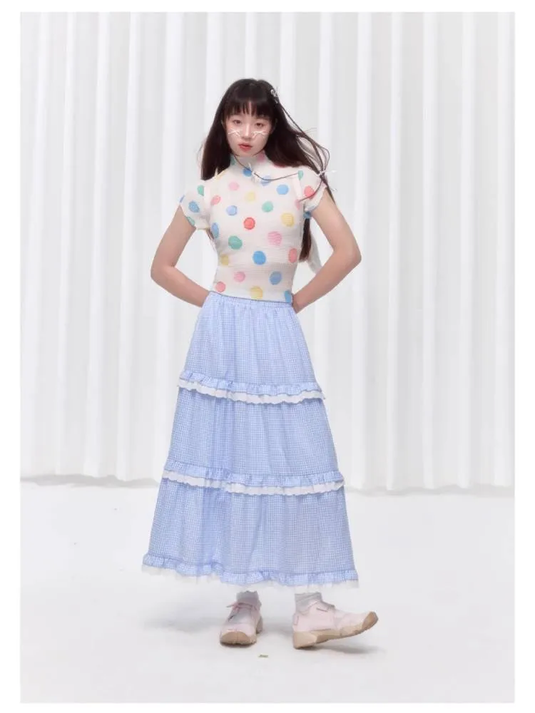 Colorful polka dot T-shirt【s0000008037】