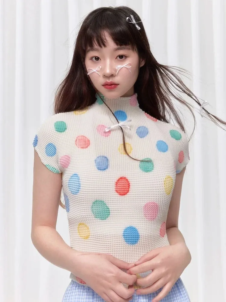 Colorful polka dot T-shirt【s0000008037】