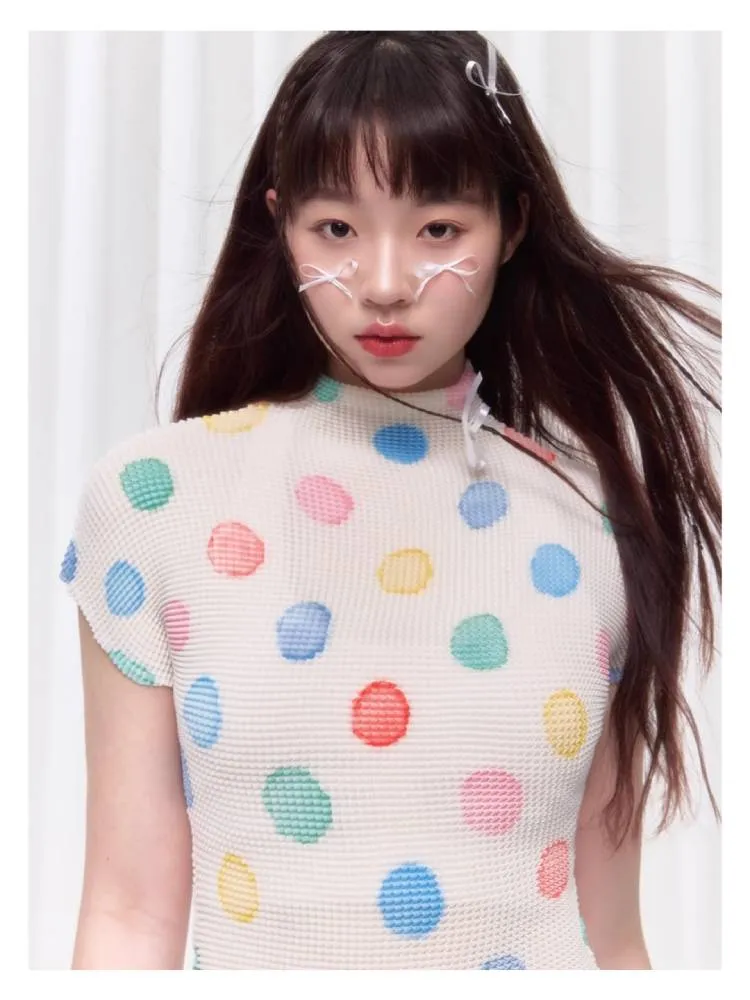 Colorful polka dot T-shirt【s0000008037】