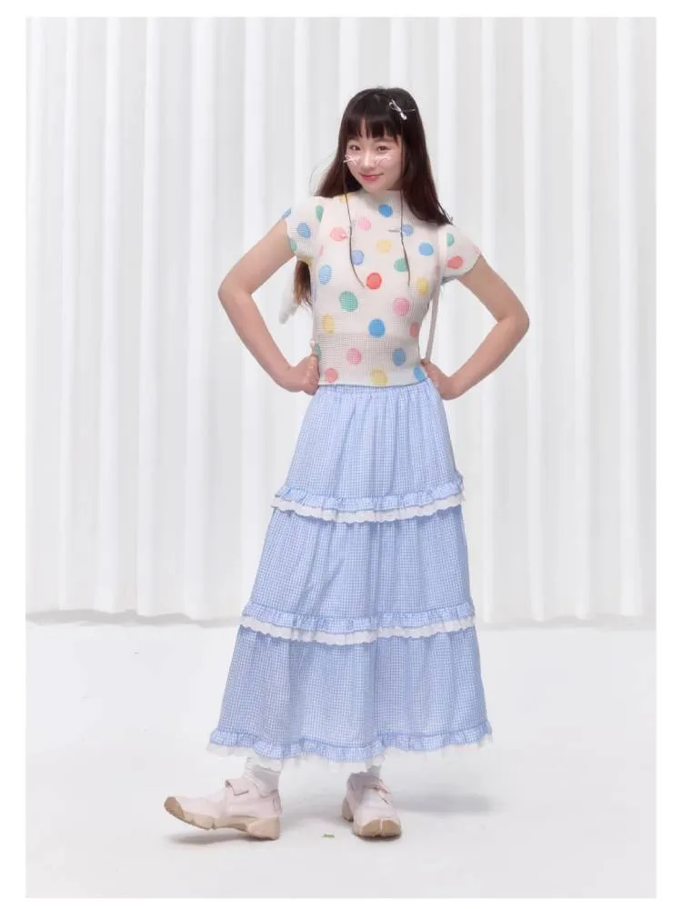 Colorful polka dot T-shirt【s0000008037】