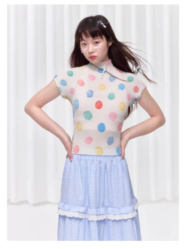Colorful polka dot T-shirt【s0000008037】