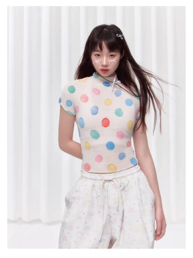 Colorful polka dot T-shirt【s0000008037】