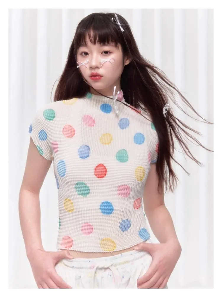Colorful polka dot T-shirt【s0000008037】