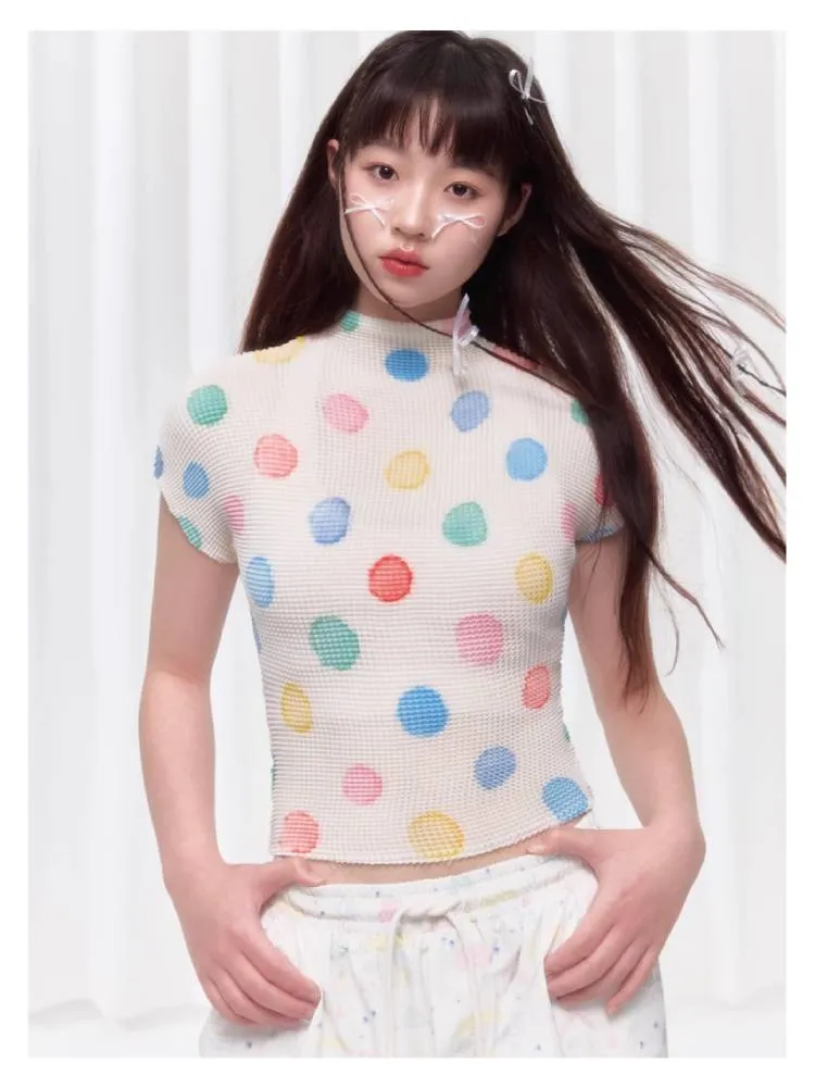 Colorful polka dot T-shirt【s0000008037】
