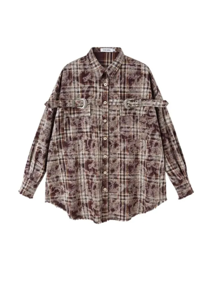 Contrast plaid shirt   pleated skirt【s0000003967】
