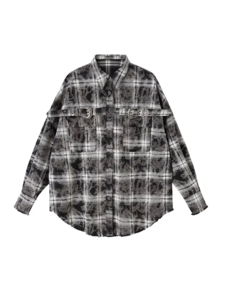 Contrast plaid shirt   pleated skirt【s0000003967】