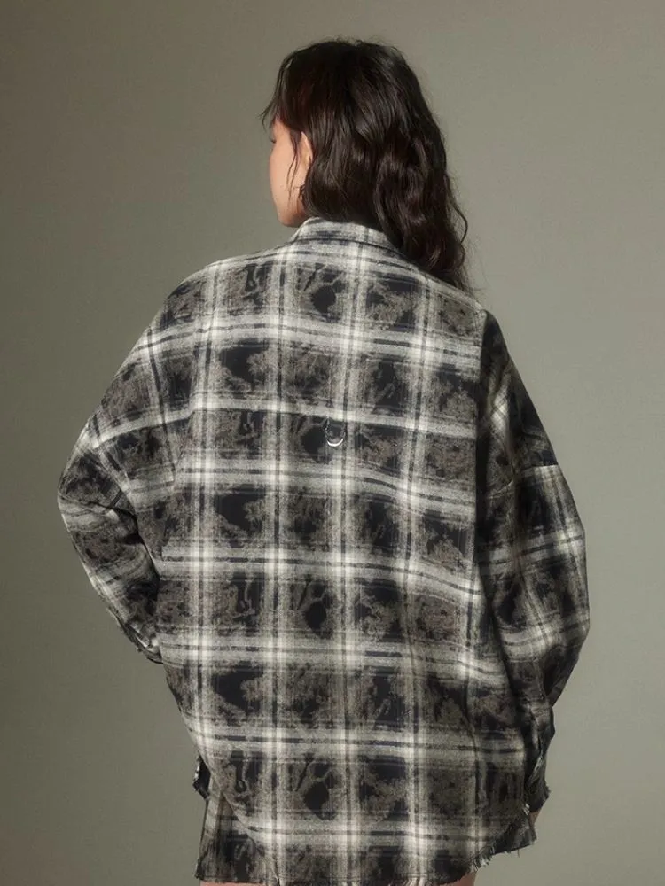 Contrast plaid shirt   pleated skirt【s0000003967】