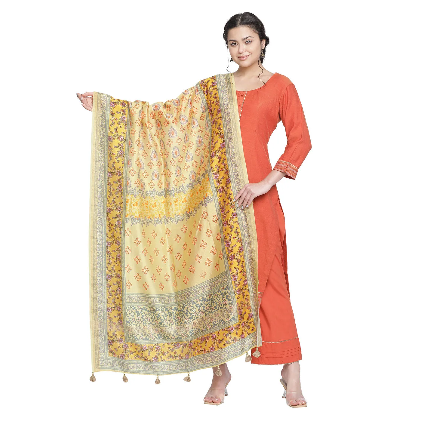 Dark Rust Cotton Silk Lurex Unstitched Suit Co-ords Set