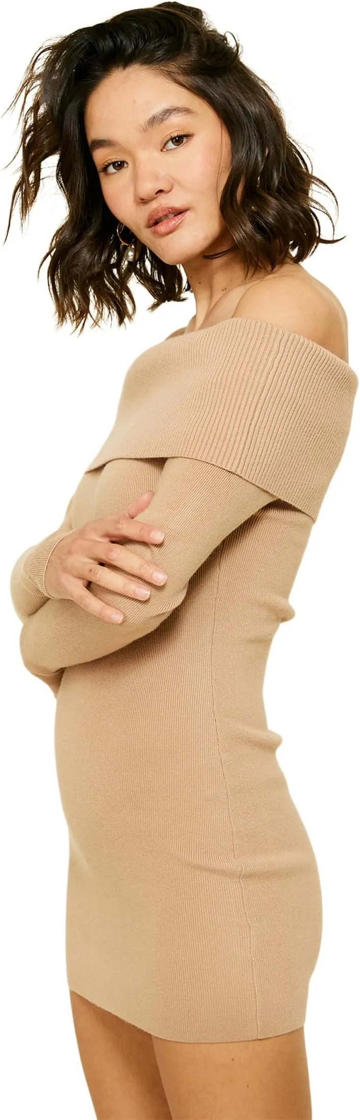 Dress “Shocked Heart” line and dot, taupe