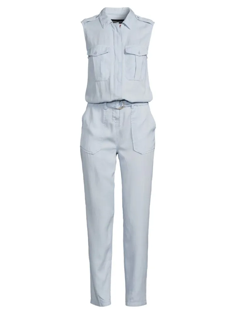 Etienne Marcel Slim Cargo Jumpsuit with Belt, Military