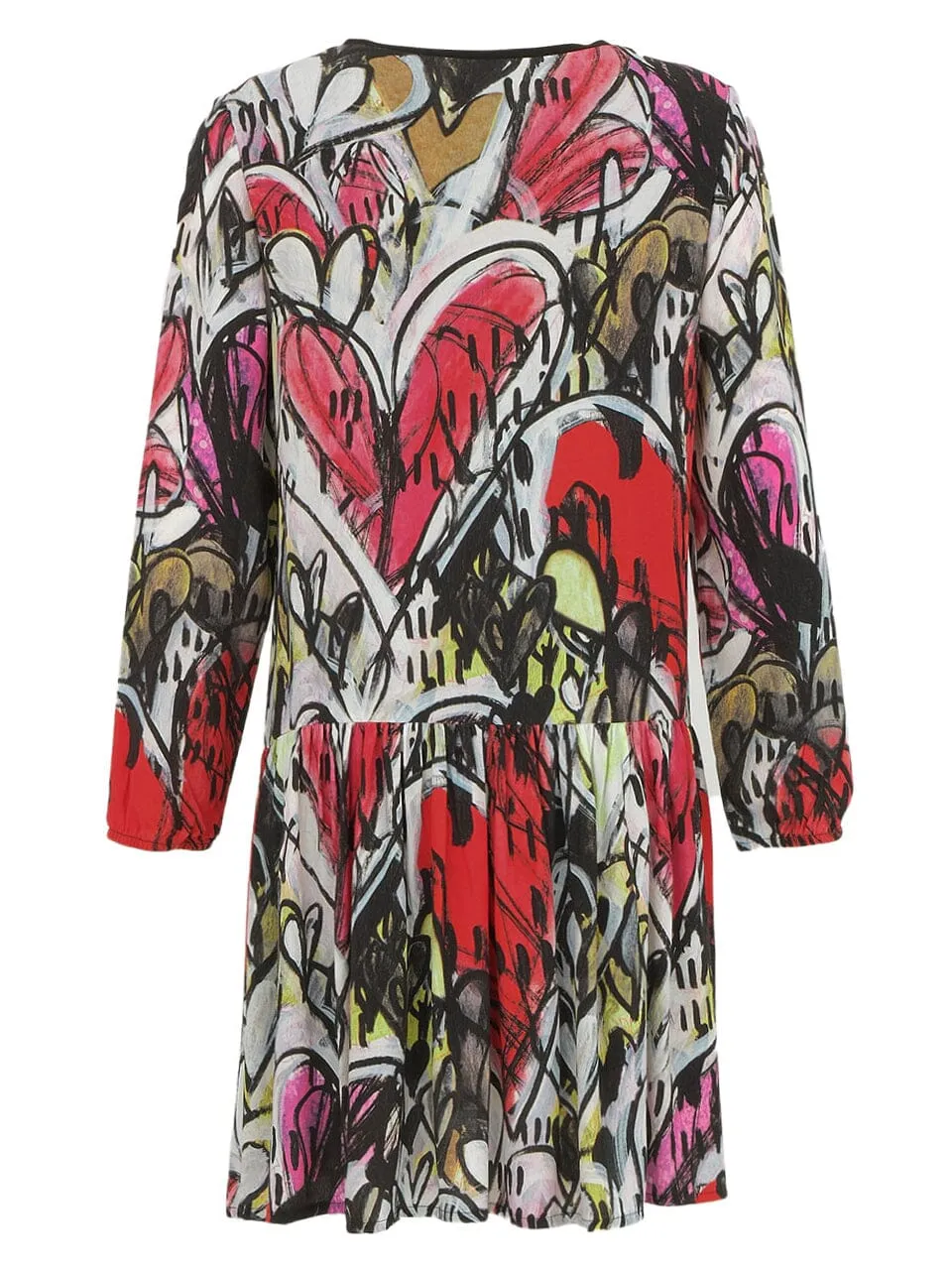 GRAFFITI MULTI HEART ROUND NECK DRESS