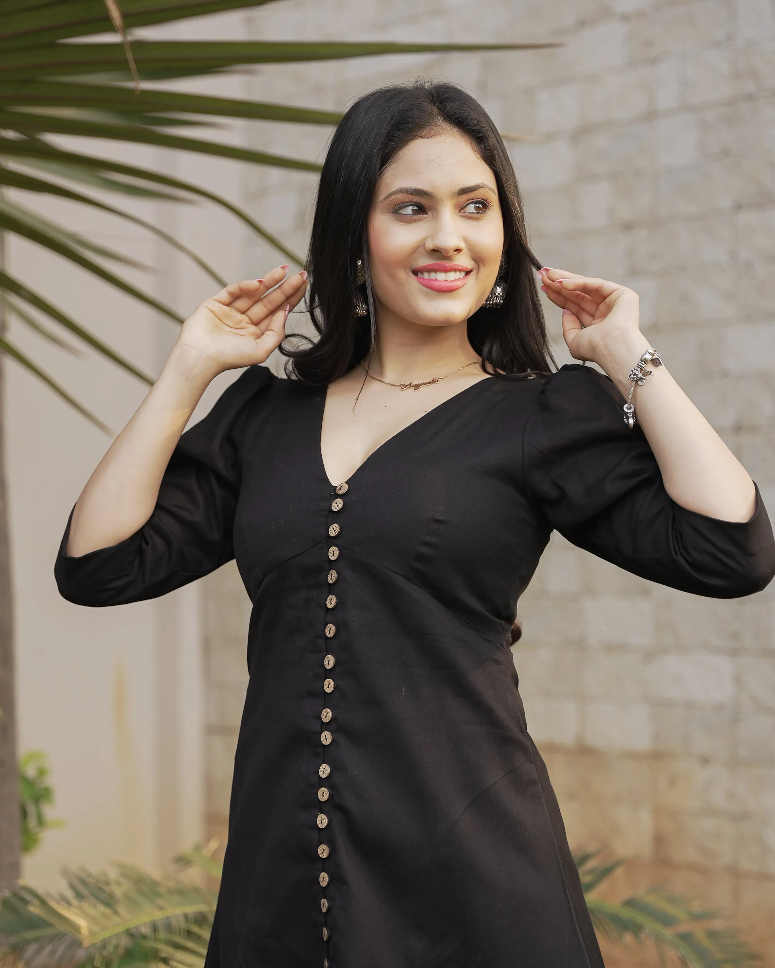 IRVI BLACK COTTON KURTA SET