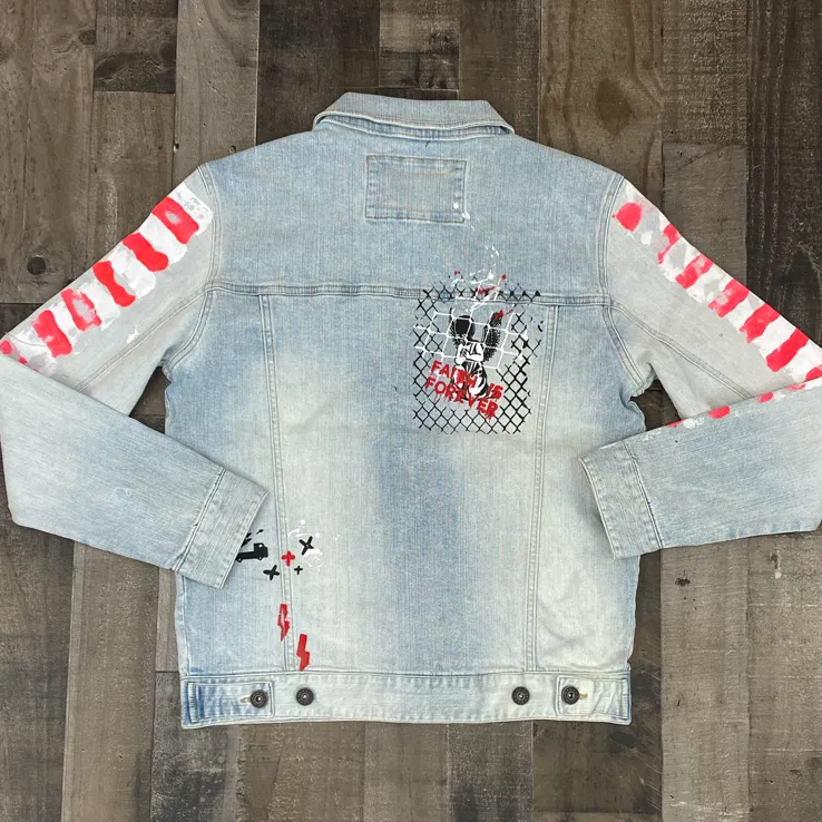 Kloud 9- denim jacket w/graffiti sides