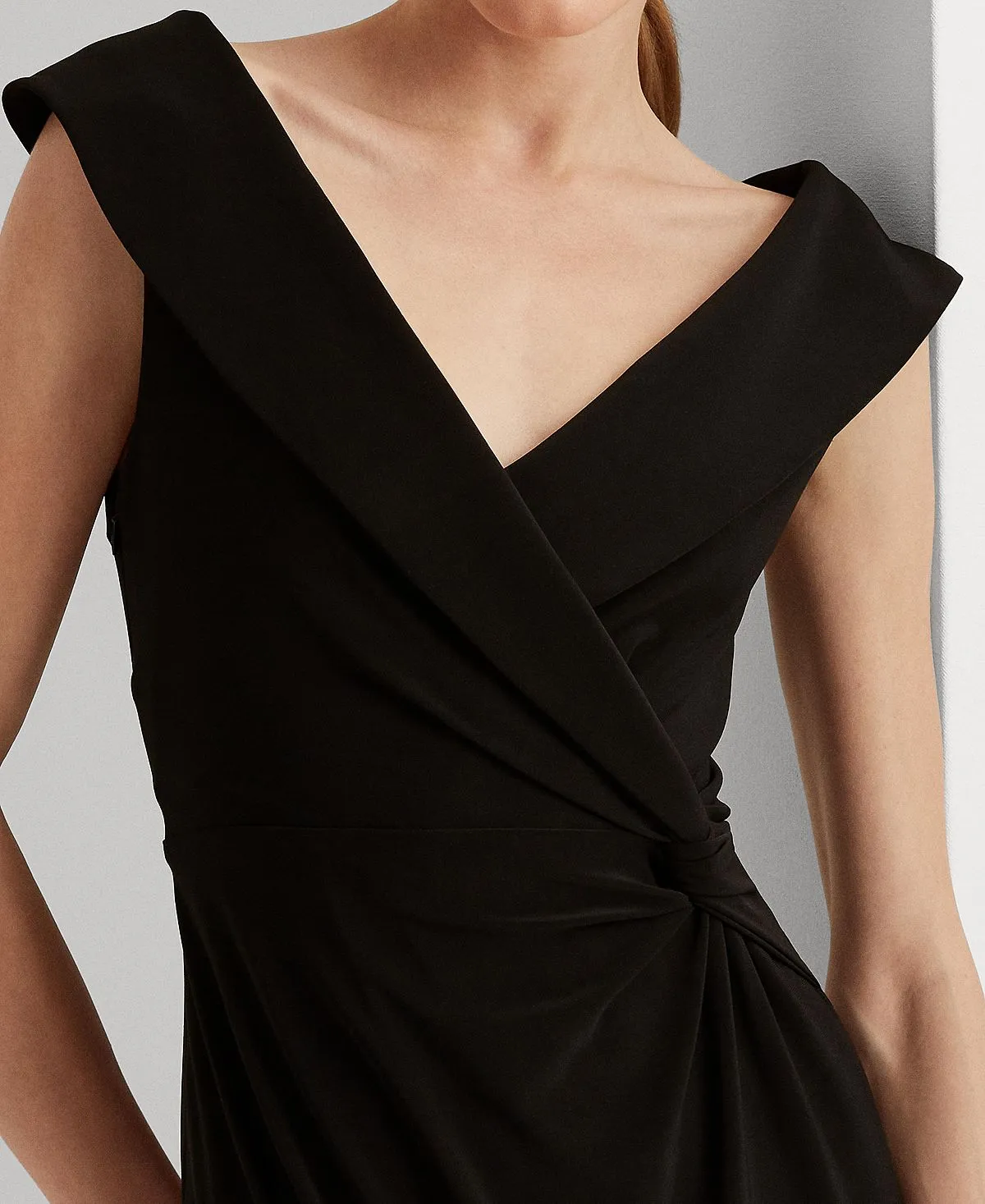 Lauren Ralph Lauren Women's Off Shoulder Knit Dress with Side Slits black