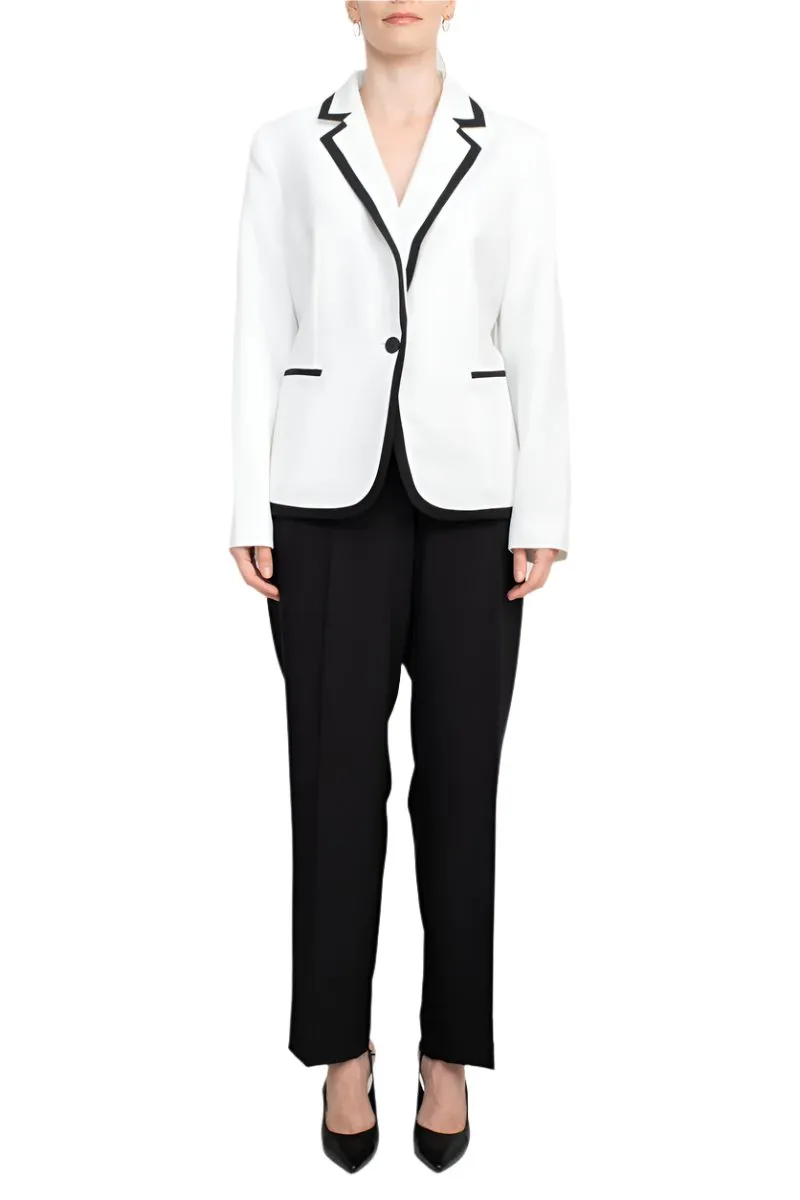 Le Suit Notched Collar One Button Closure Contrast Trim with Matching Pant