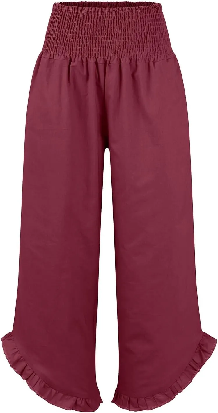 Linen Pants Women Summer Boho Wide Leg High Waist Lounge Palazzo Pant 2025 Casual Beach Vacation Outfits