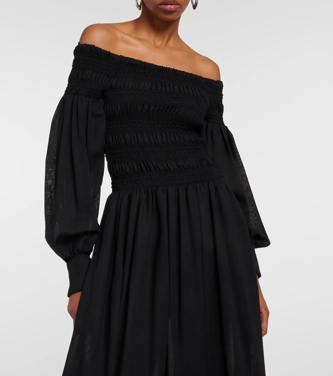 Manu off-shoulder maxi dress in Max Mara virgin wool, black