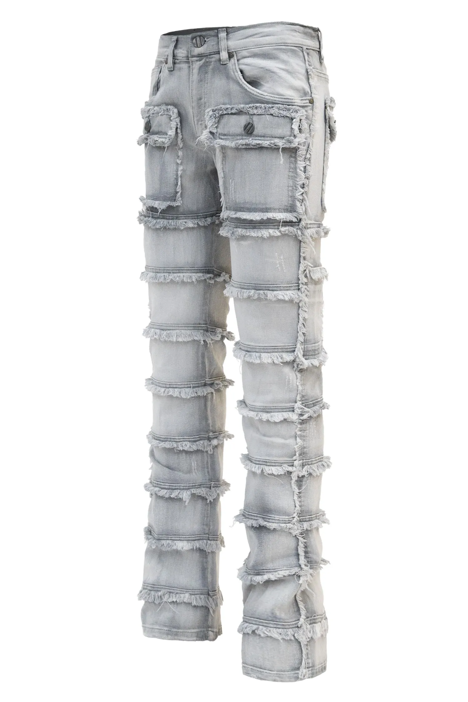 Men's Patchwork True Stacked Denim Jeans