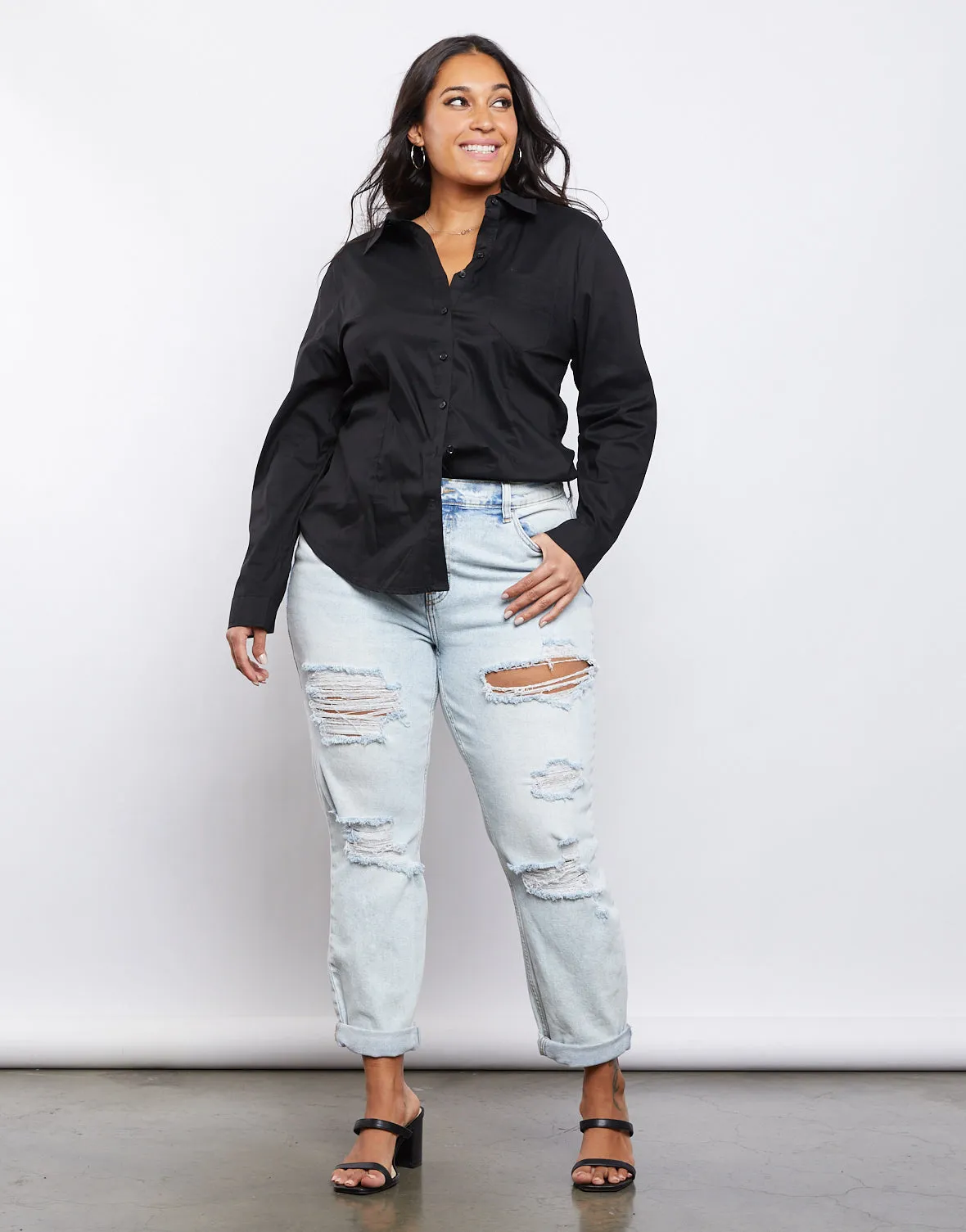 Plus Size Button Down Blouse