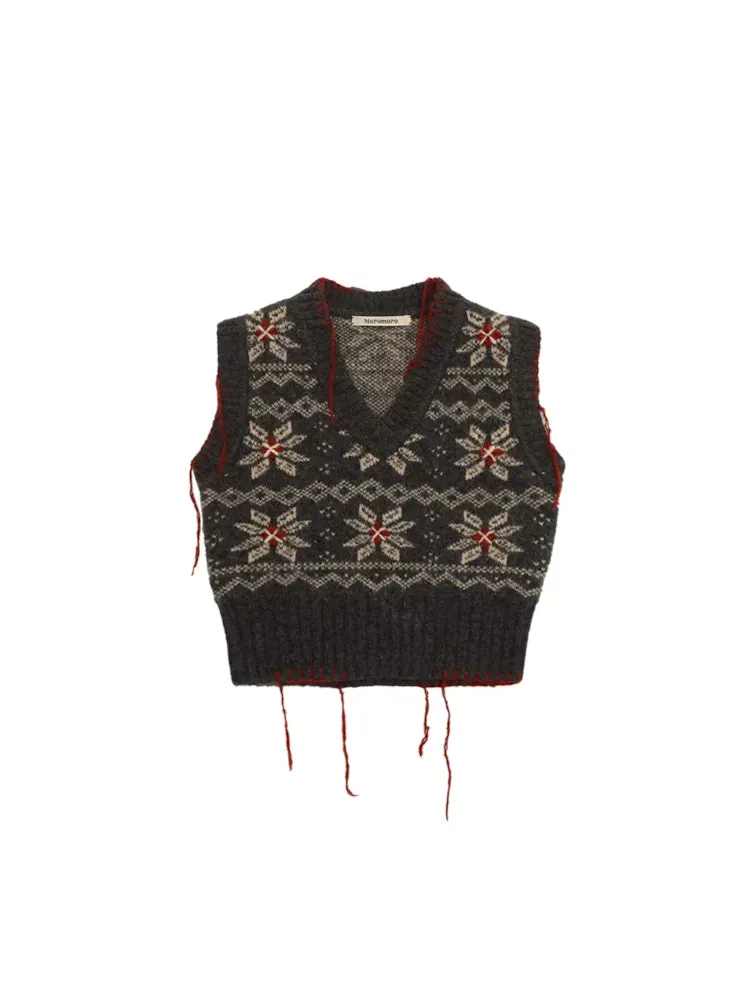 SnowflakeV-neck knitted undershirt【s0000006009】