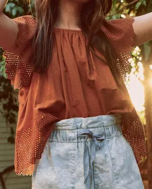 The Eyelet Dale Top, Rust