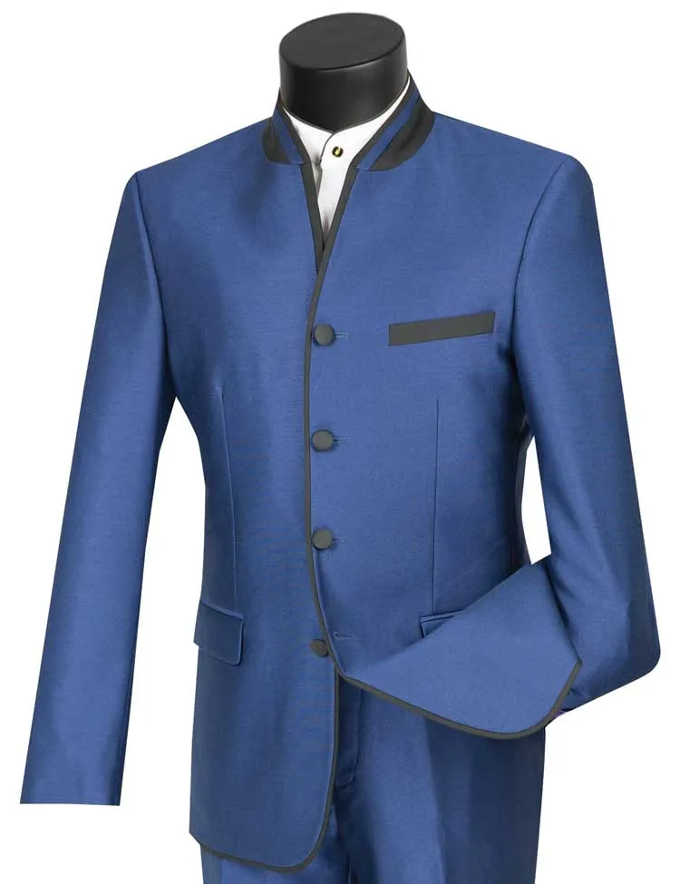 Vinci Slim Fit Banded Collar Suit