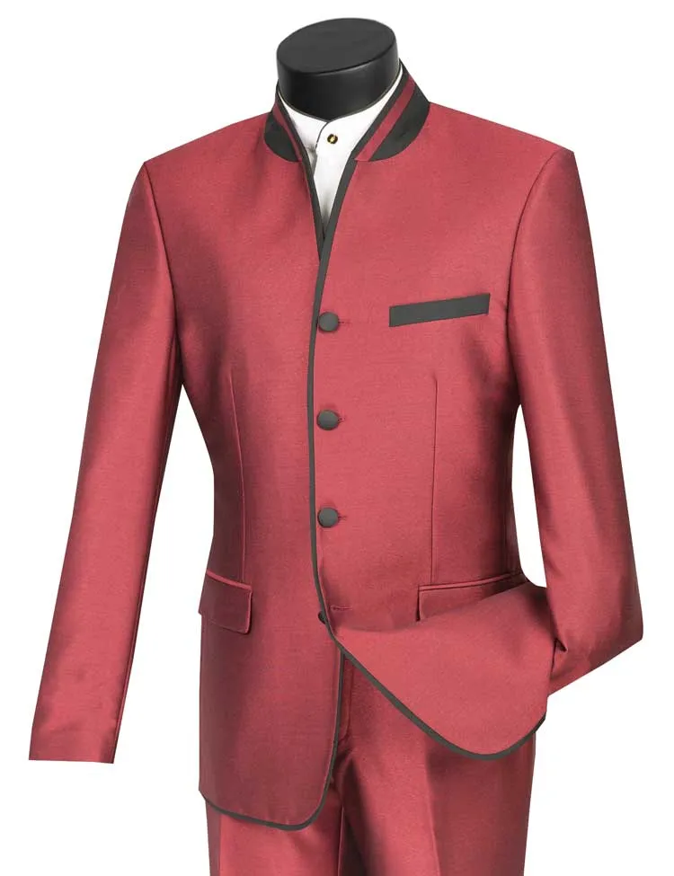 Vinci Slim Fit Banded Collar Suit