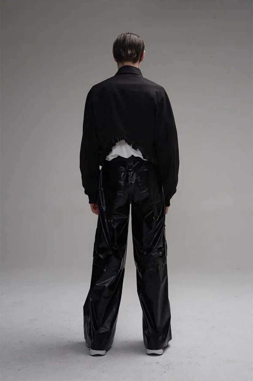 Wide leg leather pants