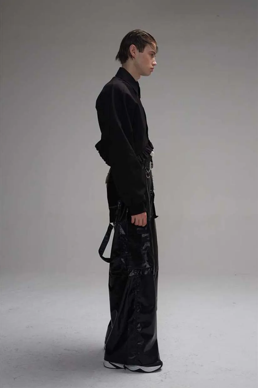 Wide leg leather pants