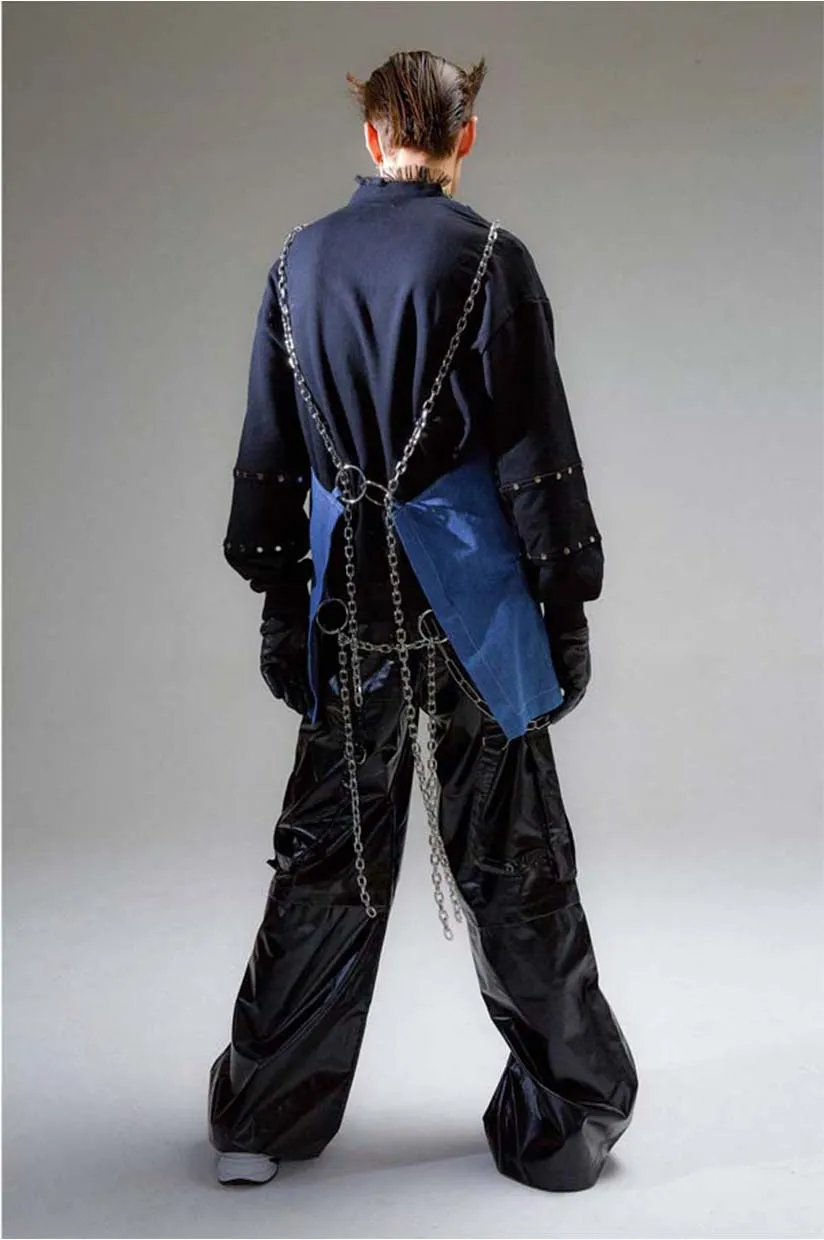 Wide leg leather pants