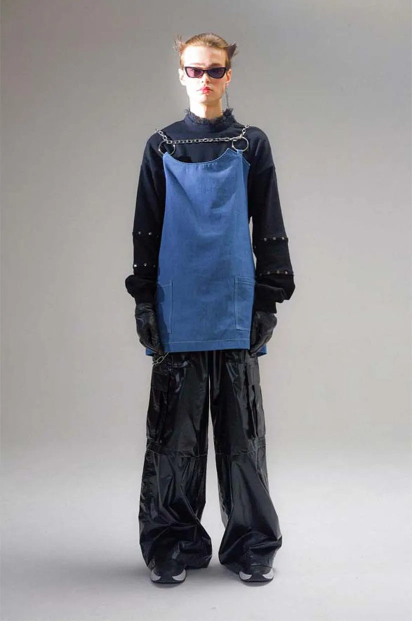 Wide leg leather pants