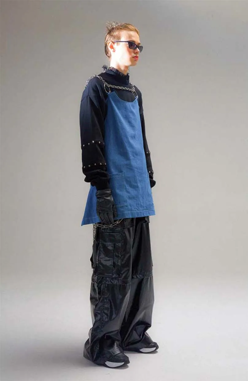 Wide leg leather pants
