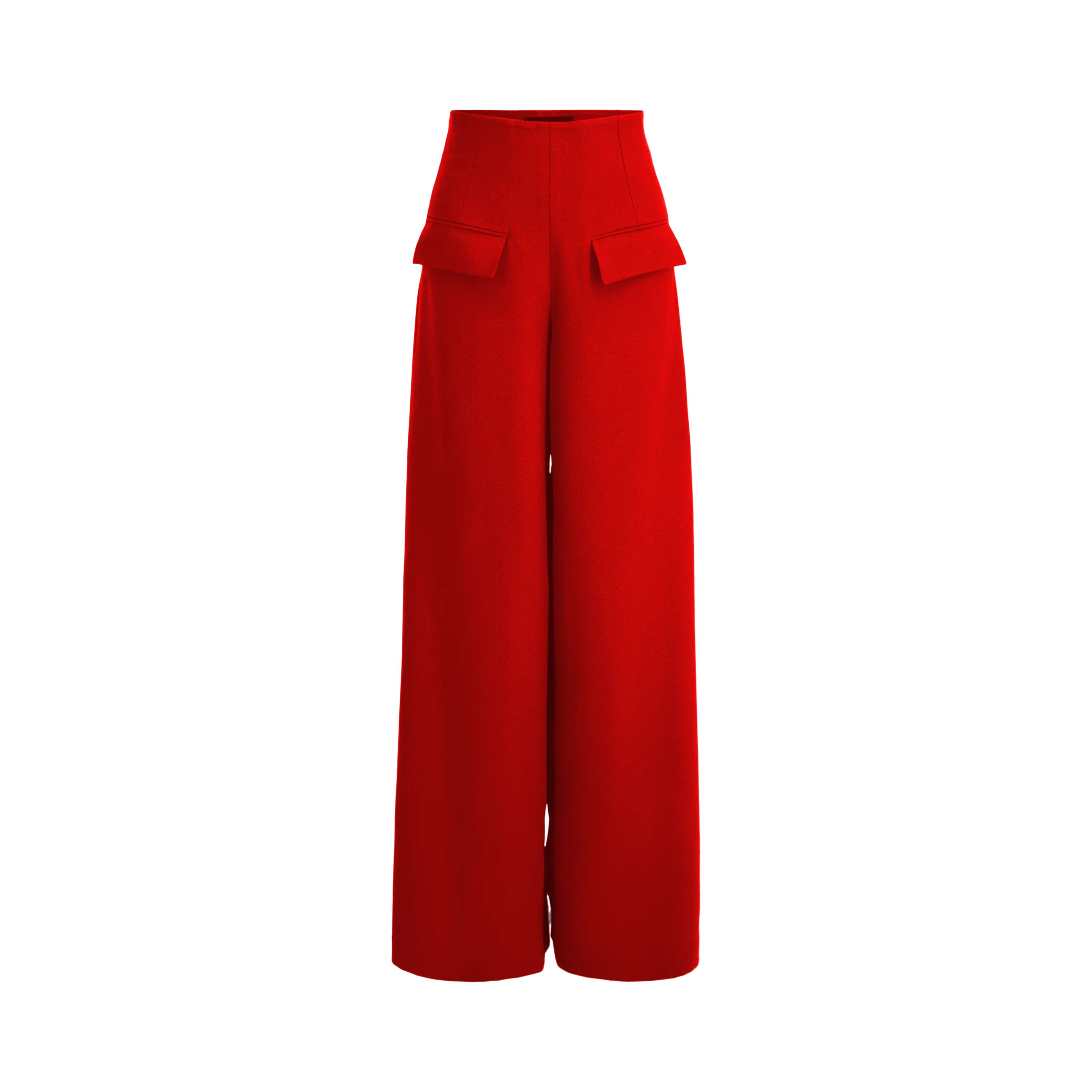 Wide Leg Stretch Pants - Crimson