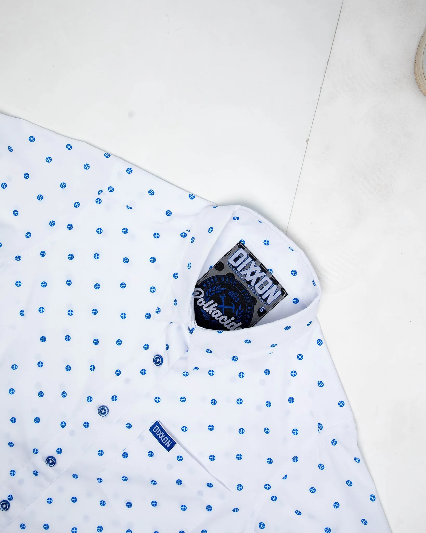 Women's Blue Polkacide Party Shirt - White